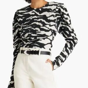 Isabel Marant Black & White Zebra-Print Long Sleeve Top size 36